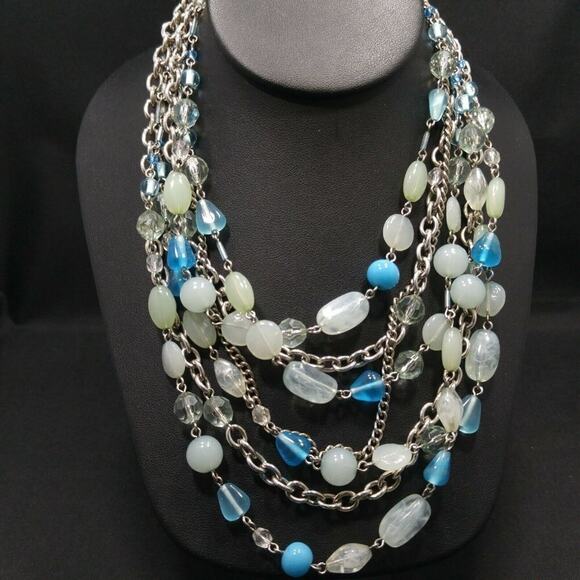 Lia Sophia Light Blue Turquoise Beaded Multistrand Necklace, 18 Inches - Picture 7 of 7